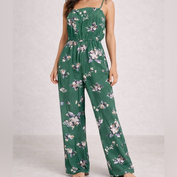 Jaase Pants - Jaase Green Floral Jumpsuit